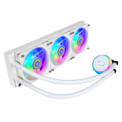 Cooler Master PL360 Flux ARGB 360mm Liquid CPU Cooler, 3x ARGB PWM Fans, RGB Pump Head, RGB Controller, White Cooler Master PL360 Flux ARGB 360mm Liquid CPU Cooler, 3x ARGB PWM Fans, RGB Pump Head, RGB Controller, White